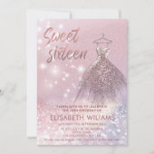 可愛らしい魅力的ドレきらめくスのグラデーション輝き 招待状 (正面)