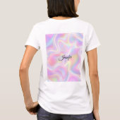 可愛らしい鮮やかパステルホログラム渦巻きデザイン Tシャツ (裏面)