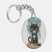 可愛らしい黒猫キーチェーン キーホルダー (正面左)