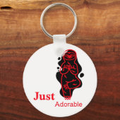 可愛らしい黒猿と赤い文字 キーホルダー (正面)