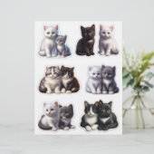 可愛らしい黒、白、グレーの子猫イラスト (スタンド正面)