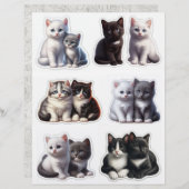 可愛らしい黒、白、グレーの子猫イラスト (正面/裏面)