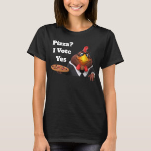 可愛らしい3Dユニバースキュートなルースターとピザ Tシャツ