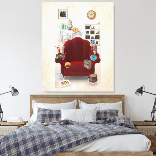 可愛らしい3D宇宙たくさんの食べ物 キャンバスプリント (インサイチュ (寝室))