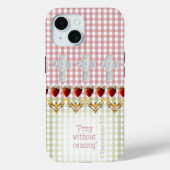 可愛らしい ピンク グリーン チェック クロス イチゴ ハト 信仰 Case-Mate iPhoneケース (裏面)