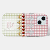 可愛らしい ピンク グリーン チェック クロス イチゴ ハト 信仰 Case-Mate iPhoneケース (裏面 (横))