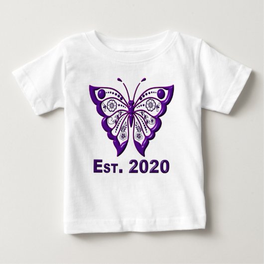 可愛らしい「Est」。2020紫の蝶» ベビーTシャツ (正面)