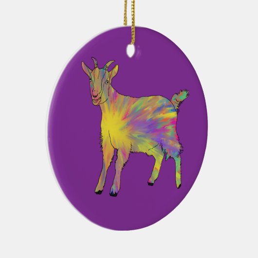 可愛アートいカラフルヤギおもしろいファーム動物アート セラミックオーナメント (右)