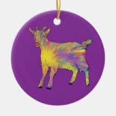 可愛アートいカラフルヤギおもしろいファーム動物アート セラミックオーナメント (正面)
