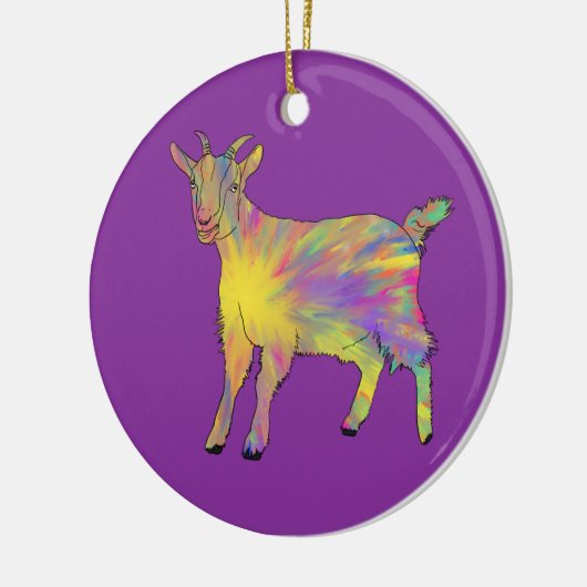 可愛アートいカラフルヤギおもしろいファーム動物アート セラミックオーナメント (左)