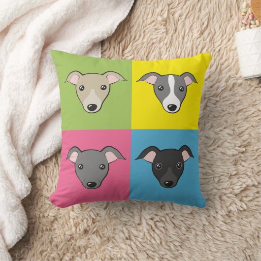 可愛イタリアンいグレイハウンドカラフルアポップ・アートのート クッション (ブランケット)