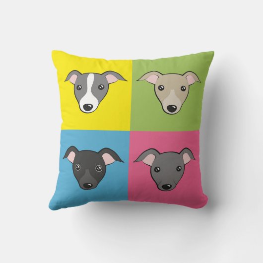 可愛イタリアンいグレイハウンドカラフルアポップ・アートのート クッション (裏面)