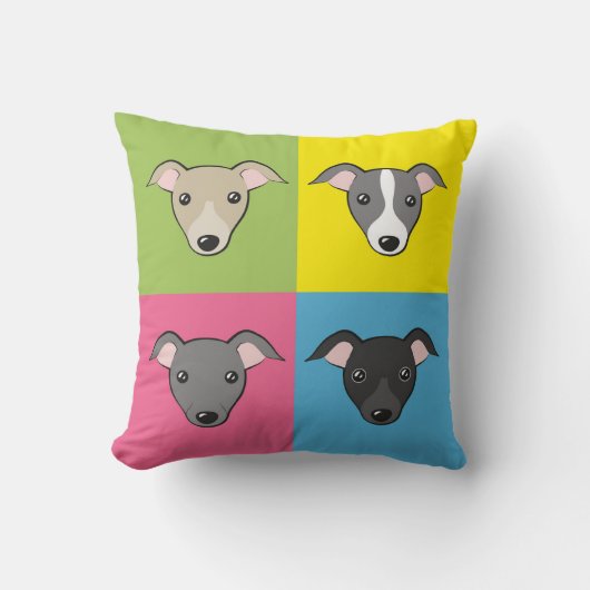 可愛イタリアンいグレイハウンドカラフルアポップ・アートのート クッション (正面)