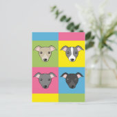 可愛イタリアンいグレイハウンドカラフルアポップ・アートのート ポストカード (スタンド正面)