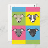 可愛イタリアンいグレイハウンドカラフルアポップ・アートのート ポストカード (正面/裏面)