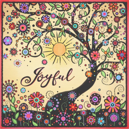 可愛インスパイアい木お洒落の喜びの一語 シール (正面)