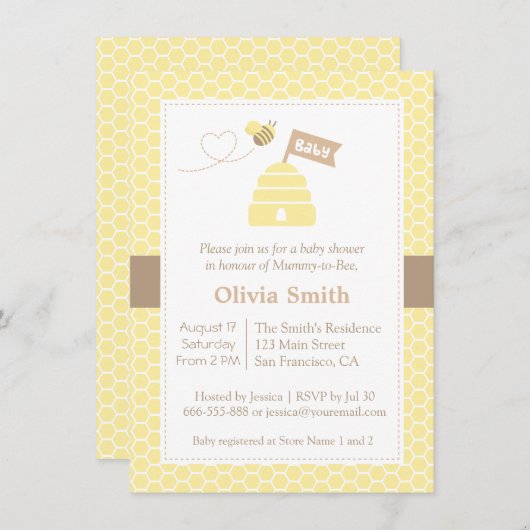 可愛エレガントいのまわりにベビーシャワー招待状 招待状 (正面/裏面)