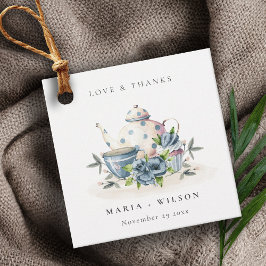 可愛エレガントいアクアブルーフローラティーポット結婚カップ フェイバータグ