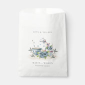 可愛エレガントいアクアブルーフローラティーポット結婚カップ フェイバーバッグ (正面)