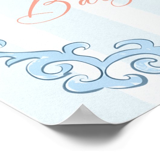 可愛エレガントいカボチャ青い弓ベビーシャワー ポスター (角)