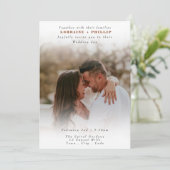 可愛エレガントいグラディエント結婚フォトオーバーレイ 招待状 (スタンド正面)