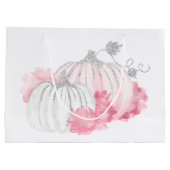 可愛エレガントいグリッターピンクカボチャ赤ちゃんガールシャワー ラージペーパーバッグ (裏面)