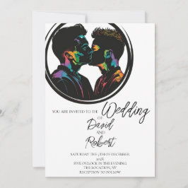 可愛エレガントいゲイカップルのシルエット結婚 招待状