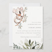 可愛エレガントいコアラ葉Any年齢誕生日招待状 サンキューカード (正面)