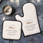 可愛エレガントいシックなウォーターカラーウィスクベーカリーブランド 鍋つかみ&鍋敷きセット