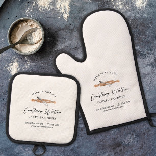 可愛エレガントいシックなウォーターカラーウィスクベーカリーブランド 鍋つかみ&鍋敷きセット