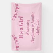 可愛エレガントいソフトピンク女の子ジェンダーの登場 横断幕 (縦)