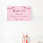 可愛エレガントいソフトピンク女の子ジェンダーの登場 横断幕 (インサイチュ)