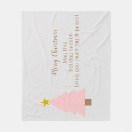 可愛エレガントいソロピンクのクリスマスツリー、ゴールデンスター フリースブランケット