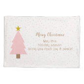 可愛エレガントいソロピンクのクリスマスツリー、ゴールデンスター 枕カバー (裏面)