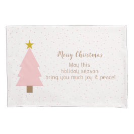 可愛エレガントいソロピンクのクリスマスツリー、ゴールデンスター 枕カバー