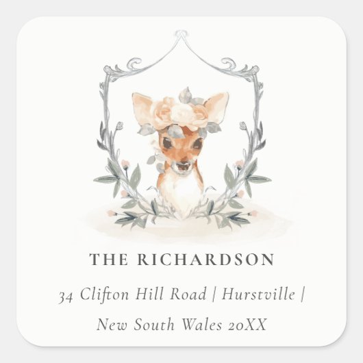 可愛エレガントいダスキーディアーフローラクレストアドレス スクエアシール (正面)
