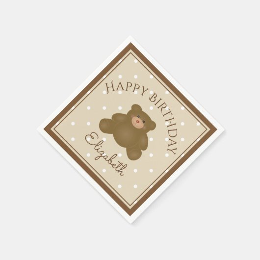 可愛エレガントいテディベアキュブベビーファースト誕生日 スタンダードカクテルナプキン (角)
