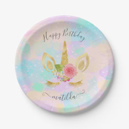 可愛エレガントいハッピーバースデー金ゴールドグリッター ペーパープレート