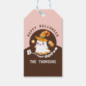 可愛エレガントいハロウィーンブーティーブー幽霊 ギフトタグ (正面)