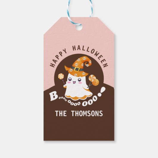 可愛エレガントいハロウィーンブーティーブー幽霊 ギフトタグ (裏面)