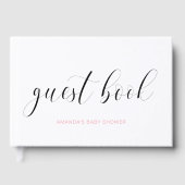 可愛エレガントいハートピンクの女の子の赤ちゃんシャワー ゲストブック (正面)