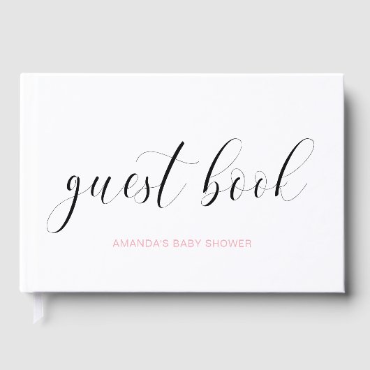 可愛エレガントいハートピンクの女の子の赤ちゃんシャワー ゲストブック (正面)