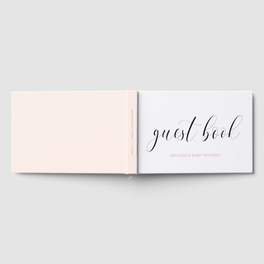 可愛エレガントいハートピンクの女の子の赤ちゃんシャワー ゲストブック (全面)