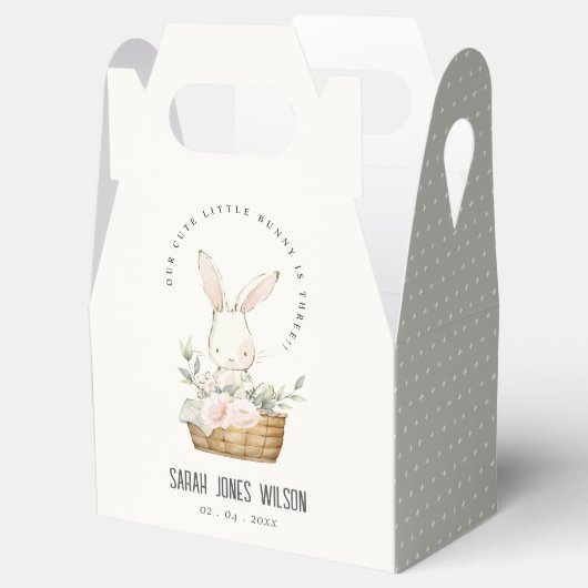 可愛エレガントいバニーのフローラ子供の誕生日 フェイバーボックス (オープン)