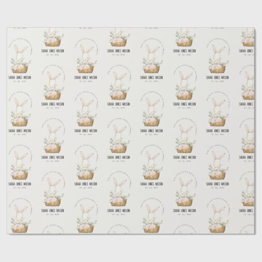 可愛エレガントいバニーのフローラ子供の誕生日 ラッピングペーパー (フラット)