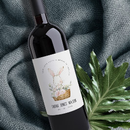 可愛エレガントいバニーのフローラ子供の誕生日 ワインラベル