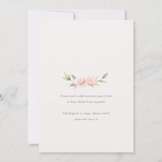 可愛エレガントいバニーのフローラ子供の誕生日 招待状 (裏面)