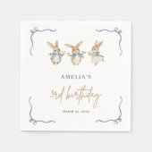 可愛エレガントいバニー・キッド復活祭3回目の誕生日パーティー スタンダードカクテルナプキン (正面)