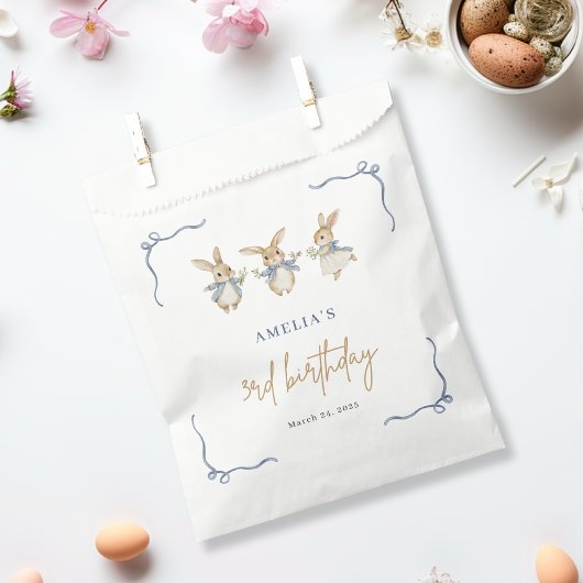 可愛エレガントいバニー・キッド復活祭3回目の誕生日パーティー フェイバーバッグ