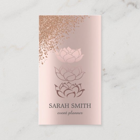 可愛エレガントいバラ金ゴールドダイヤモンドロータスビジネス 名刺 (正面)